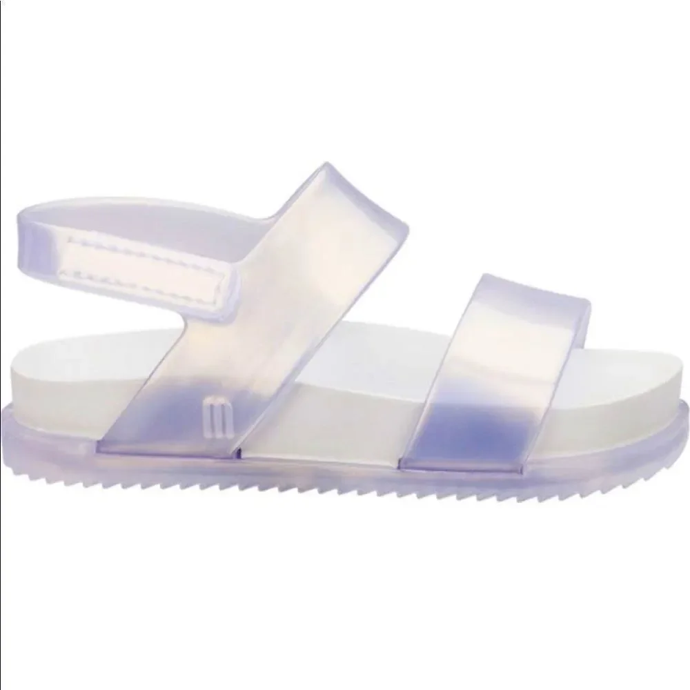 Mini Melissa Girls Glittery Cosmic comfy sandal size 10 in white new